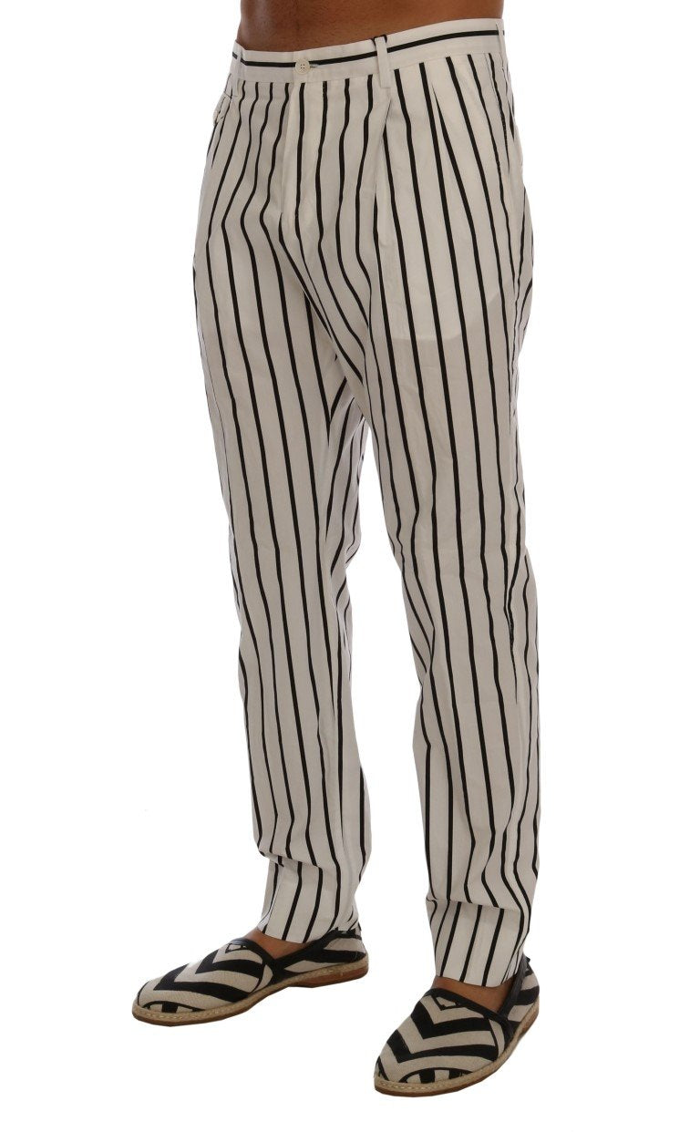 White Striped Cotton Dress Pants