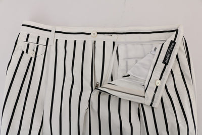 White Striped Cotton Dress Pants