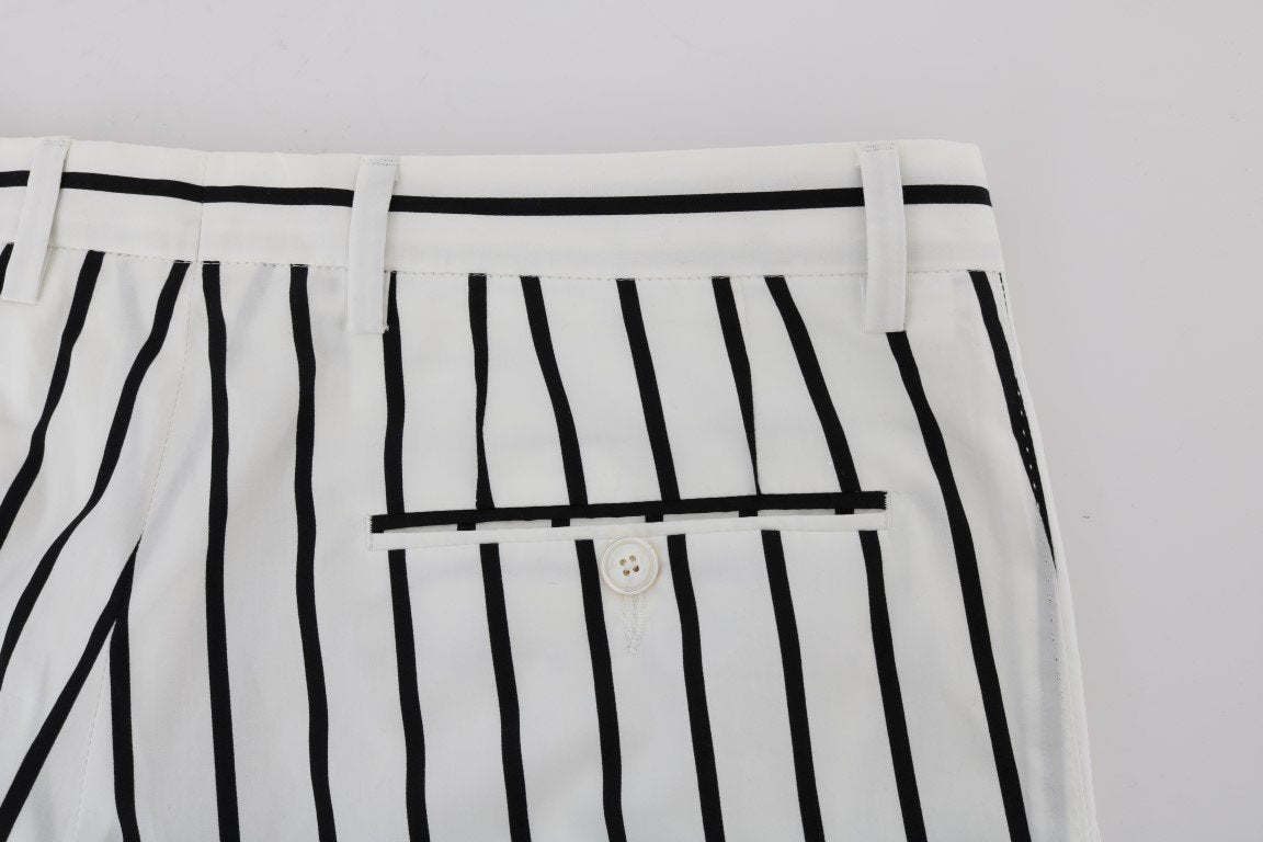White Striped Cotton Dress Pants
