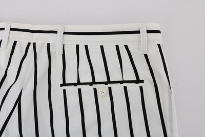 White Striped Cotton Dress Pants