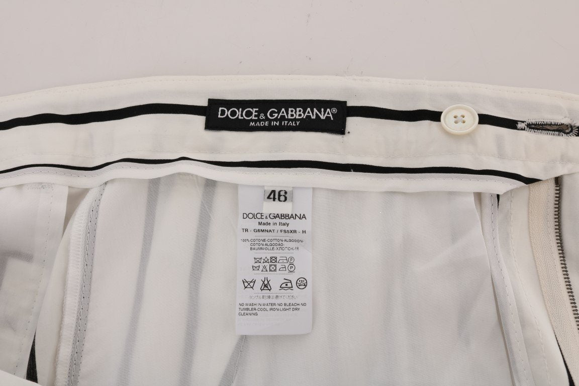 White Striped Cotton Dress Pants