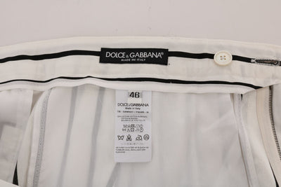 White Striped Cotton Dress Pants