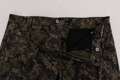 Black Green Cotton Military Pattern Shorts