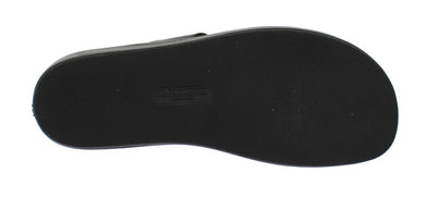 Black Deer Leather Logo Slides Sandals