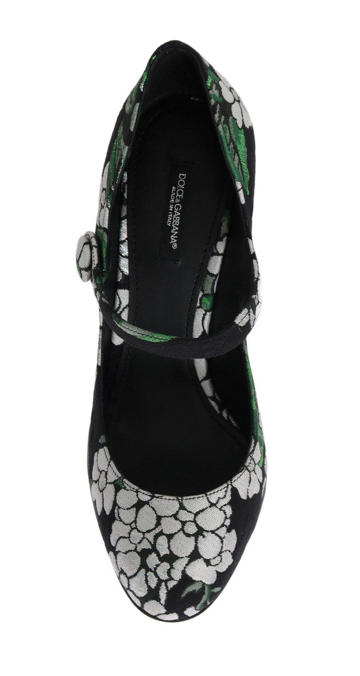 Black Jacquard Crystal Floral Shoes