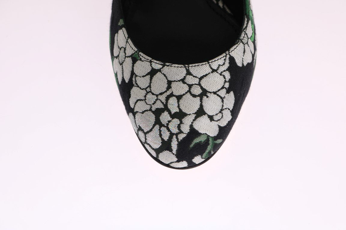 Black Jacquard Crystal Floral Shoes