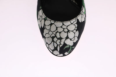 Black Jacquard Crystal Floral Shoes