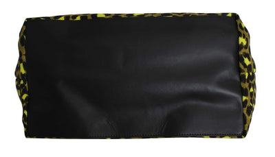 Yellow Black Leopard Hand Shopping Tote Bag
