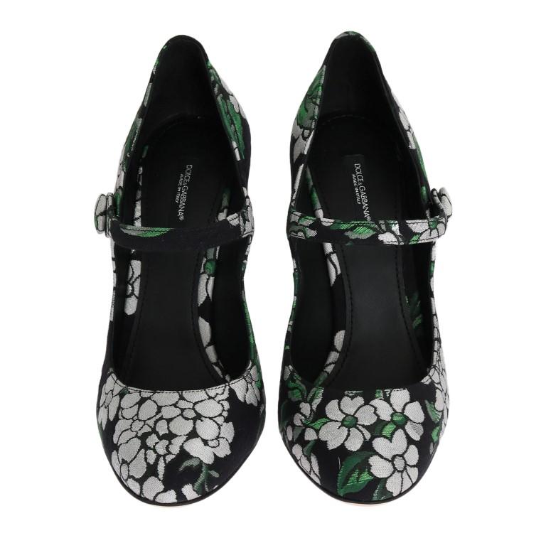 Black Jacquard Crystal Floral Shoes