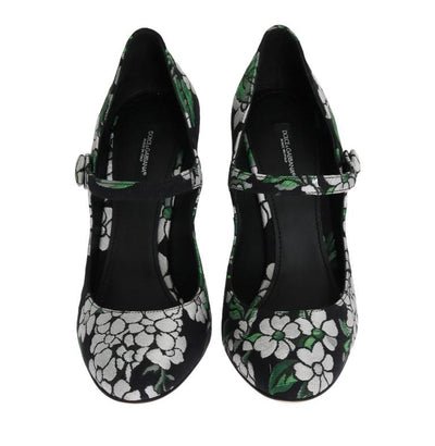 Black Jacquard Crystal Floral Shoes