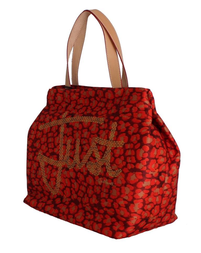Red Orange Leopard Hand Shopping Tote Bag