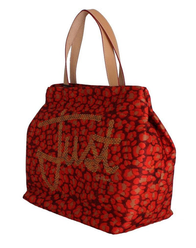 Red Orange Leopard Hand Shopping Tote Bag