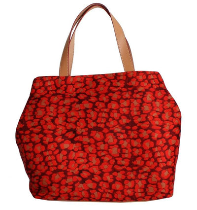 Red Orange Leopard Hand Shopping Tote Bag