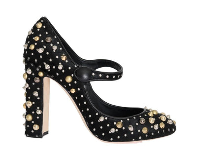 Black Polka Dot Pony Studded Leather Shoes