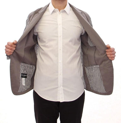 Gray striped cotton blazer