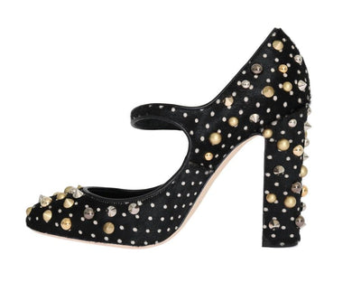 Black Polka Dot Pony Studded Leather Shoes