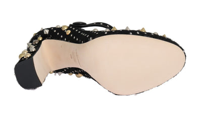 Black Polka Dot Pony Studded Leather Shoes
