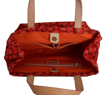 Red Orange Leopard Hand Shopping Tote Bag