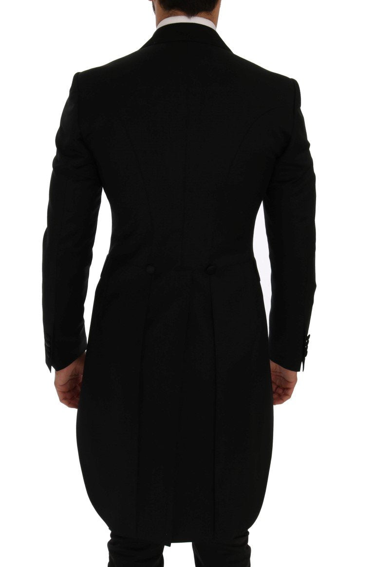 Black Wool Silk Blazer Tailcoat
