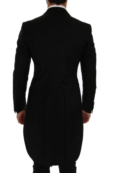 Black Wool Silk Blazer Tailcoat