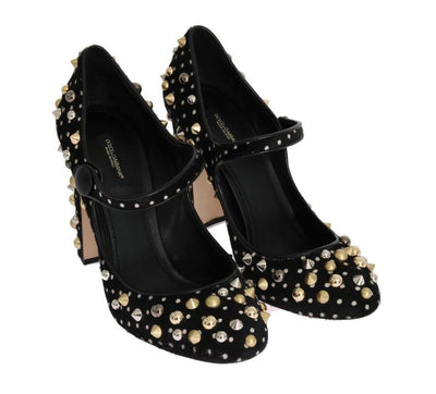 Black Polka Dot Pony Studded Leather Shoes