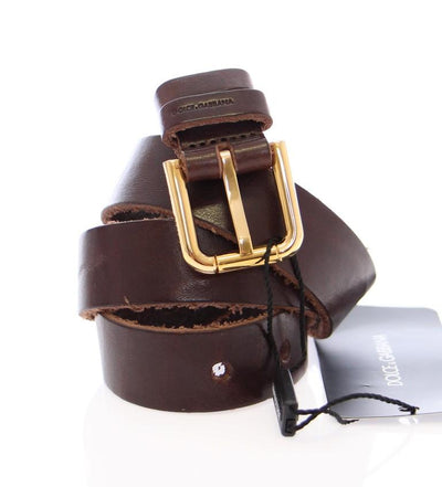 Brown Leather Gold Logo Belt