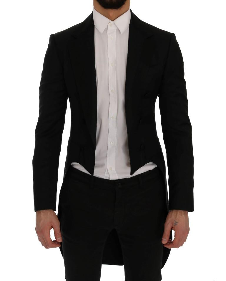 Black Wool Silk Blazer Tailcoat
