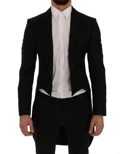 Black Wool Silk Blazer Tailcoat