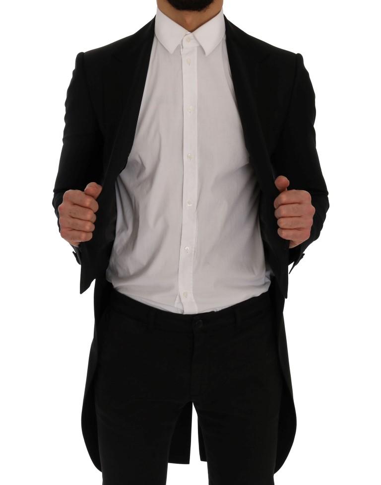 Black Wool Silk Blazer Tailcoat