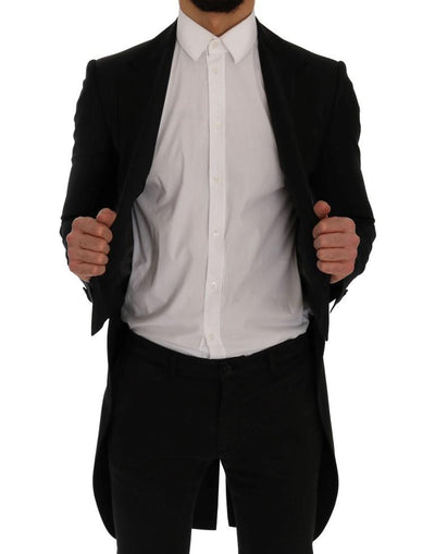 Black Wool Silk Blazer Tailcoat