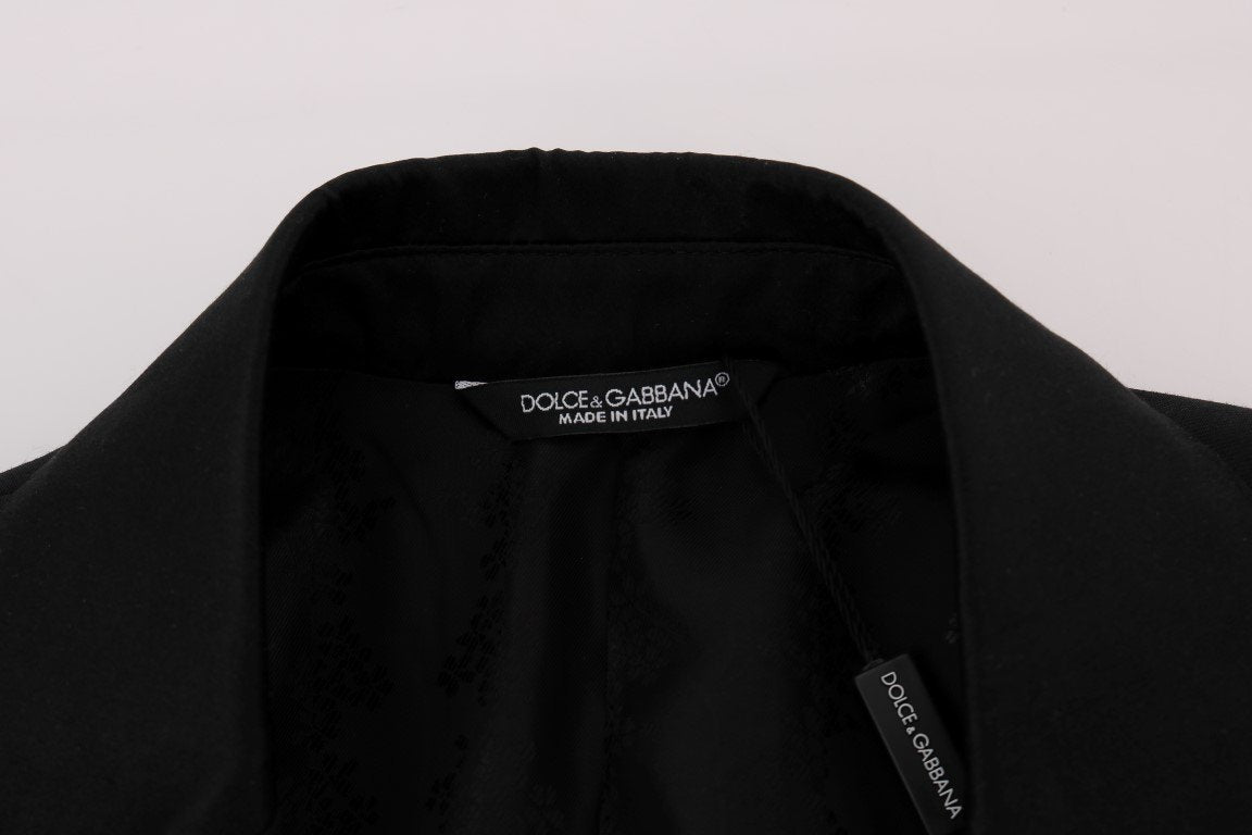 Black Wool Silk Blazer Tailcoat