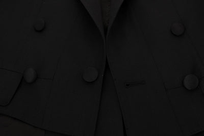 Black Wool Silk Blazer Tailcoat