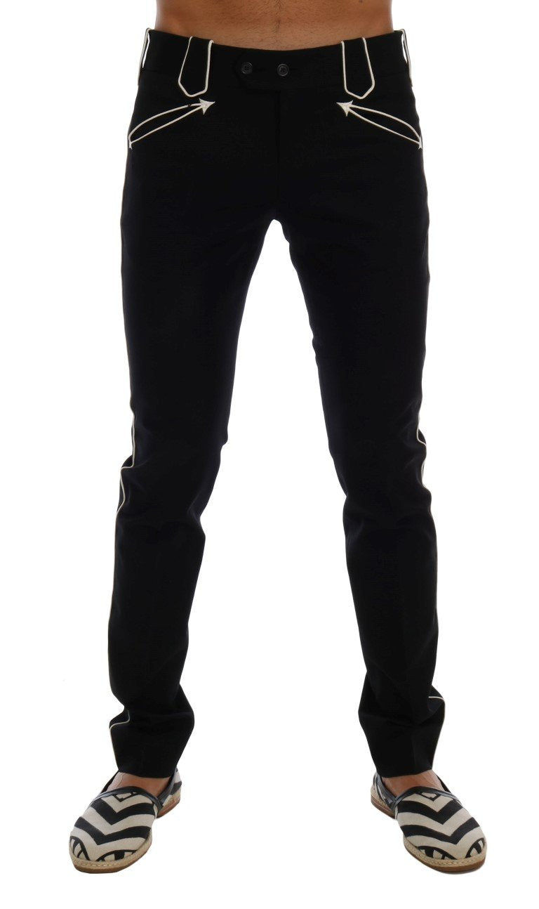 Black Wool Cotton Dress Pants