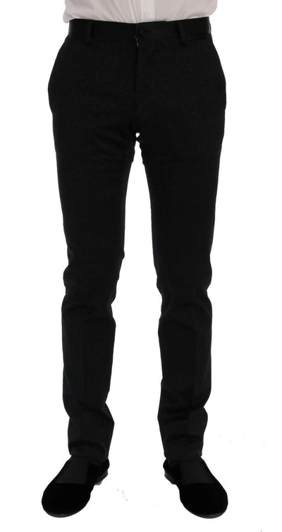 Black Brocade Double Breasted Slim Suit