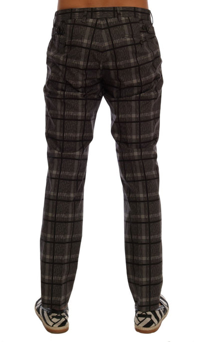 Gray Cotton Check Crown Dress Pants