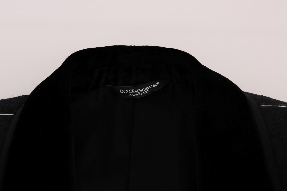 Black Brocade Double Breasted Slim Suit