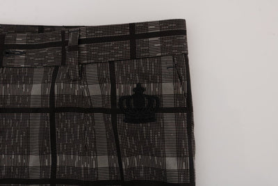 Gray Cotton Check Crown Dress Pants