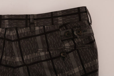Gray Cotton Check Crown Dress Pants