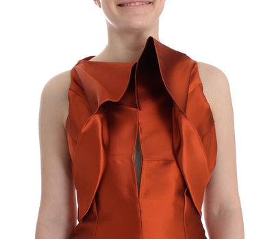 Orange Silk Coctail Pencil Wiggle Dress