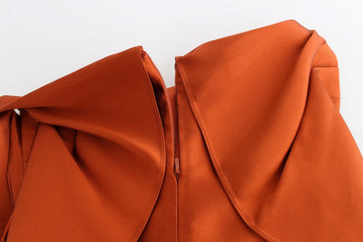 Orange Silk Coctail Pencil Wiggle Dress