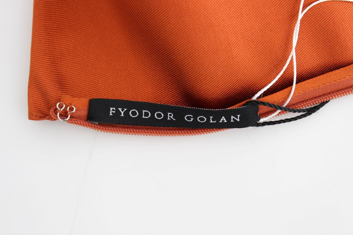 Orange Silk Coctail Pencil Wiggle Dress
