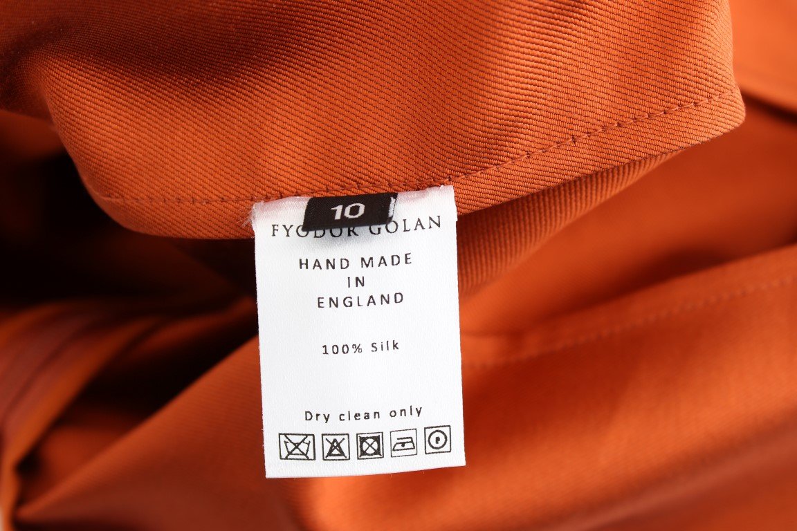 Orange Silk Coctail Pencil Wiggle Dress