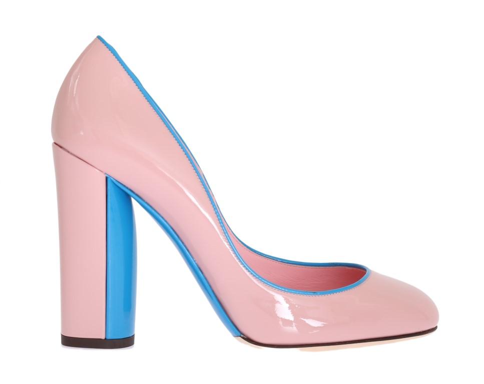 Pink Blue Heels Leather Pumps