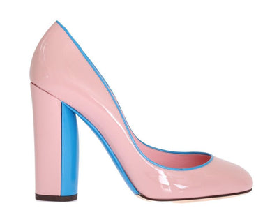 Pink Blue Heels Leather Pumps