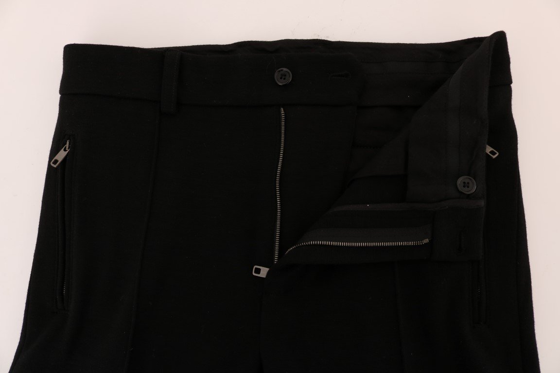 Black Wool Slim Fit Dress Pants