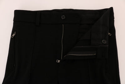 Black Wool Slim Fit Dress Pants
