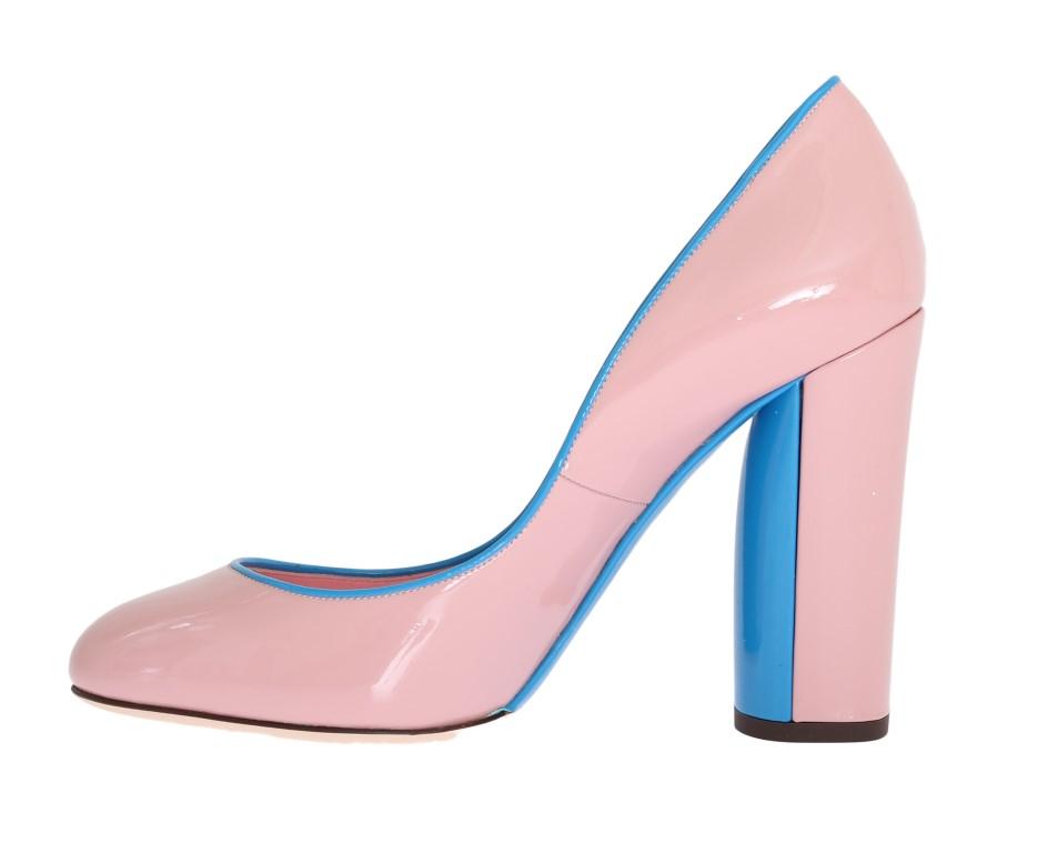 Pink Blue Heels Leather Pumps