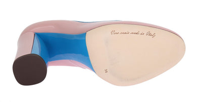 Pink Blue Heels Leather Pumps