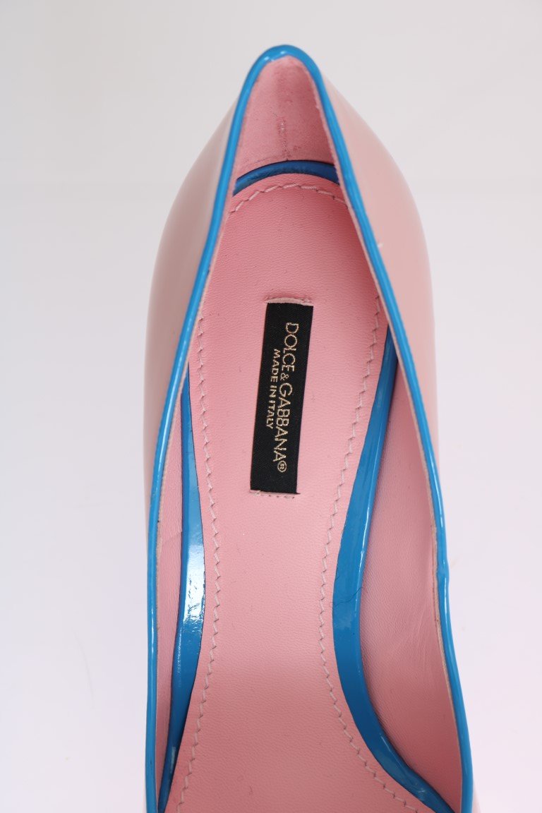 Pink Blue Heels Leather Pumps