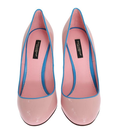 Pink Blue Heels Leather Pumps